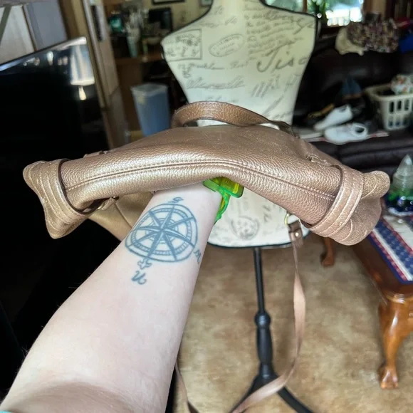 Coach Alexandra F17566 Bronze Pebbled Leather Large Tote Shoulder Bag Brass. - Picture 12 of 17